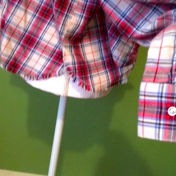 Zara oversized red and white checked crop top - Picture 6 of 10